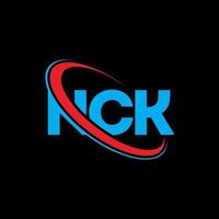 nck-logo. nk brief. nck brief logo ontwerp. initialen nck-logo gekoppeld aan cirkel en monogram-logo in hoofdletters. nck typografie voor technologie, zaken en onroerend goed merk. vector
