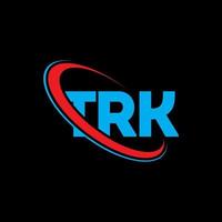 trk-logo. trk brief. trk brief logo ontwerp. initialen trk-logo gekoppeld aan cirkel en monogram-logo in hoofdletters. trk typografie voor technologie, business en onroerend goed merk. vector