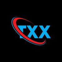 txx-logo. txx brief. txx brief logo ontwerp. initialen txx logo gekoppeld aan cirkel en hoofdletter monogram logo. txx typografie voor technologie, zaken en onroerend goed merk. vector