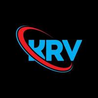 krv-logo. krv brief. krv brief logo ontwerp. initialen krv logo gekoppeld aan cirkel en hoofdletter monogram logo. krv typografie voor technologie, zaken en onroerend goed merk. vector