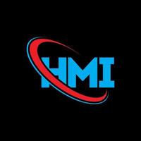 hmi-logo. hmi brief. hmi brief logo ontwerp. initialen hmi-logo gekoppeld aan cirkel en monogram-logo in hoofdletters. hmi-typografie voor technologie, zaken en onroerend goed merk. vector