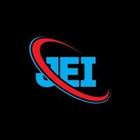 jei-logo. jei brief. jei brief logo ontwerp. initialen jei-logo gekoppeld aan cirkel en monogram-logo in hoofdletters. jei typografie voor technologie, business en onroerend goed merk. vector