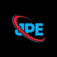 jpe-logo. jpe brief. jpe brief logo ontwerp. initialen jpe logo gekoppeld aan cirkel en hoofdletter monogram logo. jpe typografie voor technologie, business en onroerend goed merk. vector