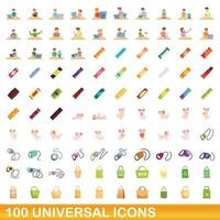 100 universele iconen set, cartoon stijl vector