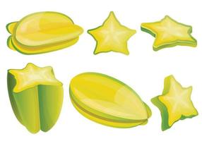 carambola iconen set, cartoon stijl vector