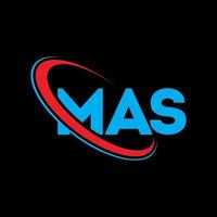 mas-logo. mas brief. mas brief logo ontwerp. initialen mas logo gekoppeld aan cirkel en hoofdletter monogram logo. mas typografie voor technologie, business en onroerend goed merk. vector