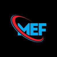 mef-logo. mef brief. mef brief logo ontwerp. initialen mef logo gekoppeld aan cirkel en hoofdletter monogram logo. mef typografie voor technologie, business en onroerend goed merk. vector