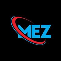 mez-logo. mez brief. mez brief logo ontwerp. initialen mez logo gekoppeld aan cirkel en hoofdletter monogram logo. mez typografie voor technologie, business en onroerend goed merk. vector