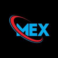 mex-logo. mex brief. mex brief logo ontwerp. initialen mex logo gekoppeld aan cirkel en hoofdletter monogram logo. mex typografie voor technologie, business en onroerend goed merk. vector