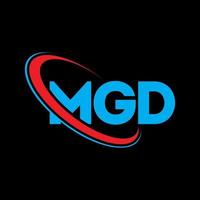 mgd-logo. mgd brief. mgd brief logo ontwerp. initialen mgd logo gekoppeld aan cirkel en hoofdletter monogram logo. mgd typografie voor technologie, zaken en onroerend goed merk. vector