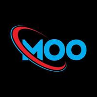 moo-logo. moo brief. moo brief logo ontwerp. initialen moo logo gekoppeld aan cirkel en hoofdletter monogram logo. moo typografie voor technologie, zaken en onroerend goed merk. vector