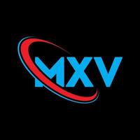 mxv-logo. mxv brief. mxv brief logo ontwerp. initialen mxv-logo gekoppeld aan cirkel en monogram-logo in hoofdletters. mxv typografie voor technologie, zaken en onroerend goed merk. vector