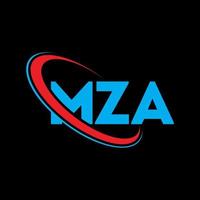 mza-logo. mza brief. mza brief logo ontwerp. initialen mza-logo gekoppeld aan cirkel en monogram-logo in hoofdletters. mza typografie voor technologie, business en onroerend goed merk. vector