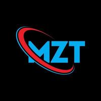 mzt-logo. mzt brief. mzt brief logo ontwerp. initialen mzt-logo gekoppeld aan cirkel en monogram-logo in hoofdletters. mzt typografie voor technologie, business en onroerend goed merk. vector