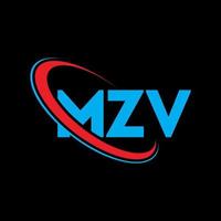 mzv-logo. mzv brief. mzv brief logo ontwerp. initialen mzv logo gekoppeld aan cirkel en monogram logo in hoofdletters. mzv typografie voor technologie, business en onroerend goed merk. vector