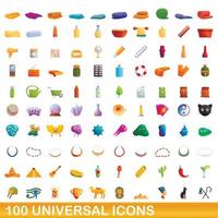 100 universele iconen set, cartoon stijl vector