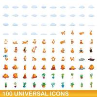 100 universele iconen set, cartoon stijl vector