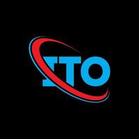 het logo. ito brief. ito brief logo ontwerp. initialen ito-logo gekoppeld aan cirkel en monogram-logo in hoofdletters. ito typografie voor technologie, zaken en onroerend goed merk. vector