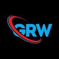 grw-logo. grw brief. grw brief logo ontwerp. initialen grw logo gekoppeld aan cirkel en hoofdletter monogram logo. grw typografie voor technologie, business en onroerend goed merk. vector