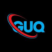 guq-logo. guq brief. guq brief logo ontwerp. initialen guq-logo gekoppeld aan cirkel en monogram-logo in hoofdletters. guq typografie voor technologie, zaken en onroerend goed merk. vector