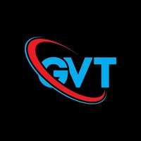 gvt-logo. gvt brief. gvt brief logo ontwerp. initialen gvt-logo gekoppeld aan cirkel en monogram-logo in hoofdletters. gvt typografie voor technologie, zaken en onroerend goed merk. vector