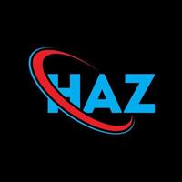 haz-logo. haz brief. haz brief logo ontwerp. initialen haz logo gekoppeld aan cirkel en hoofdletter monogram logo. haz typografie voor technologie, business en onroerend goed merk. vector