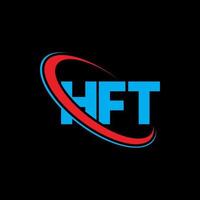 hft-logo. hft brief. hft brief logo ontwerp. initialen hft-logo gekoppeld aan cirkel en monogram-logo in hoofdletters. hft-typografie voor technologie, zaken en onroerend goed merk. vector