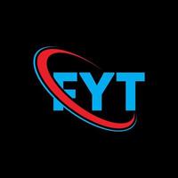 fyt-logo. fyt brief. fyt brief logo ontwerp. initialen fyt-logo gekoppeld aan cirkel en monogram-logo in hoofdletters. fyt typografie voor technologie, zaken en onroerend goed merk. vector