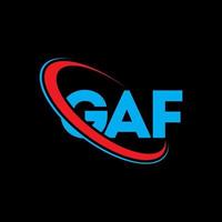 gaf-logo. gaf brief. gaf brief logo ontwerp. initialen gaf logo gekoppeld aan cirkel en hoofdletter monogram logo. gaf typografie voor technologie, zaken en onroerend goed merk. vector