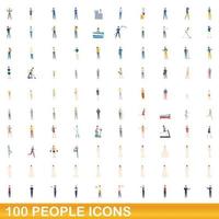 100 mensen iconen set, cartoon stijl vector