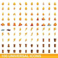 100 universele iconen set, cartoon stijl vector