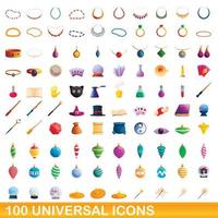 100 universele iconen set, cartoon stijl vector