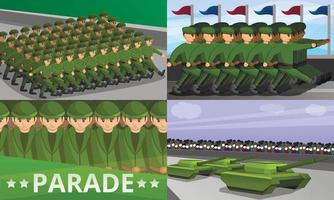 militaire parade banner set, cartoon stijl vector