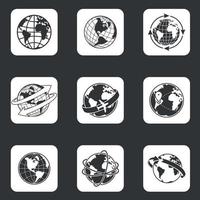 wereldbol pictogrammen instellen vector