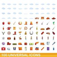 100 universele iconen set, cartoon stijl vector