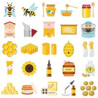 propolis iconen set, vlakke stijl vector