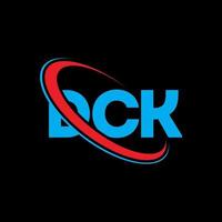 dck-logo. dk brief. dck brief logo ontwerp. initialen dck-logo gekoppeld aan cirkel en monogram-logo in hoofdletters. dck typografie voor technologie, zaken en onroerend goed merk. vector