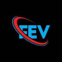 fev-logo. fev brief. fev brief logo ontwerp. initialen fev logo gekoppeld aan cirkel en hoofdletter monogram logo. fev typografie voor technologie, zaken en onroerend goed merk. vector