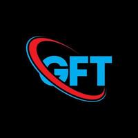 gft-logo. gft brief. gft brief logo ontwerp. initialen gft-logo gekoppeld aan cirkel en monogram-logo in hoofdletters. gft-typografie voor technologie, zaken en onroerend goed merk. vector