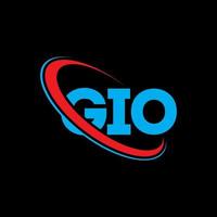 gio-logo. gio brief. gio brief logo ontwerp. initialen gio-logo gekoppeld aan cirkel en monogram-logo in hoofdletters. gio typografie voor technologie, zaken en onroerend goed merk. vector
