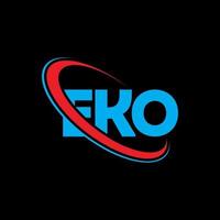 eko-logo. eko brief. eko brief logo ontwerp. initialen eko-logo gekoppeld aan cirkel en monogram-logo in hoofdletters. eko typografie voor technologie, zaken en onroerend goed merk. vector
