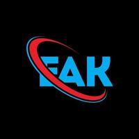 eak logo. ee brief. eak letter logo-ontwerp. initialen eak logo gekoppeld aan cirkel en hoofdletter monogram logo. eak typografie voor technologie, zaken en onroerend goed merk. vector