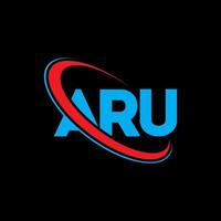 aru-logo. aru brief. aru brief logo ontwerp. initialen aru logo gekoppeld aan cirkel en hoofdletter monogram logo. aru typografie voor technologie, business en onroerend goed merk. vector