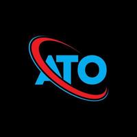 ato-logo. ato brief. ato brief logo ontwerp. initialen ato logo gekoppeld aan cirkel en hoofdletter monogram logo. ato typografie voor technologie, zaken en onroerend goed merk. vector