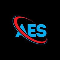 aes-logo. aes brief. aes brief logo ontwerp. initialen aes logo gekoppeld aan cirkel en monogram logo in hoofdletters. aes typografie voor technologie, business en onroerend goed merk. vector