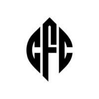 cfc cirkel letter logo-ontwerp met cirkel en ellipsvorm. cfc ellipsletters met typografische stijl. de drie initialen vormen een cirkellogo. cfc cirkel embleem abstracte monogram brief mark vector. vector