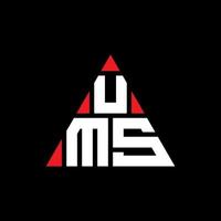 ums driehoek brief logo ontwerp met driehoekige vorm. ums driehoek logo ontwerp monogram. ums driehoek vector logo sjabloon met rode kleur. ums driehoekig logo eenvoudig, elegant en luxueus logo.