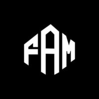 fam letter logo-ontwerp met veelhoekvorm. fam veelhoek en kubusvorm logo-ontwerp. fam zeshoek vector logo sjabloon witte en zwarte kleuren. fam monogram, business en onroerend goed logo.