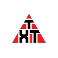 txt driehoek brief logo ontwerp met driehoekige vorm. txt driehoek logo ontwerp monogram. txt driehoek vector logo sjabloon met rode kleur. txt driehoekig logo eenvoudig, elegant en luxueus logo.