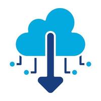 download bestand op cloud glyph tweekleurig pictogram vector